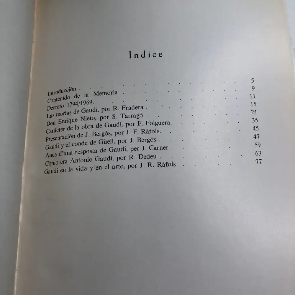 Memoria De La Catedra Gaudi Curso 1968-1969 HC DJ 1970 in Spanish Illustrated